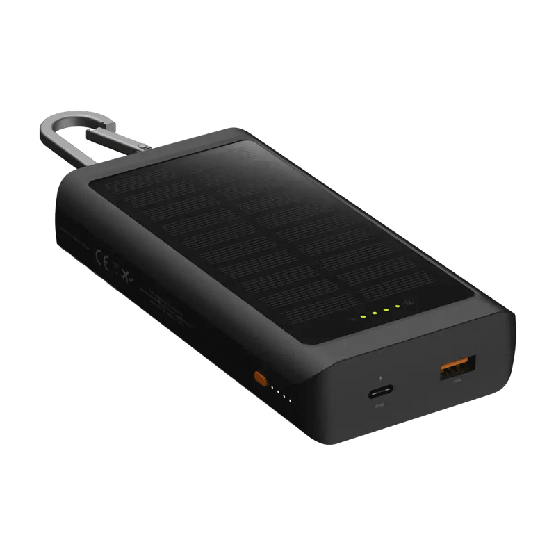 Go2 Powerbank 20W - 10.000 mAh met Solar en Lamp - Charcoal Black - Xtorm NL