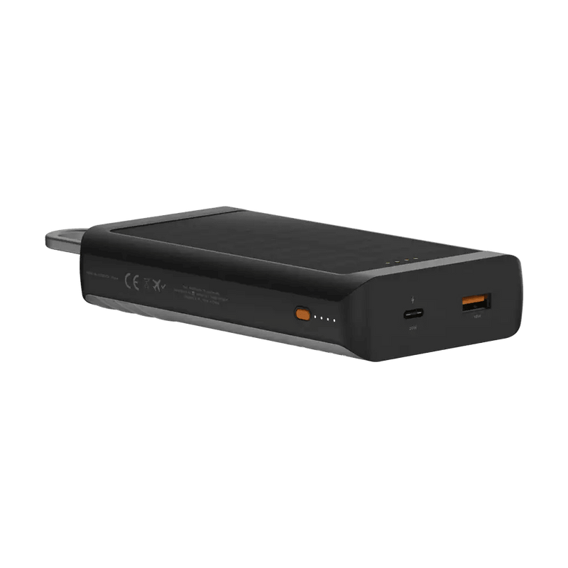 Go2 Powerbank 20W - 10.000 mAh met Solar en Lamp - Charcoal Black - Xtorm NL