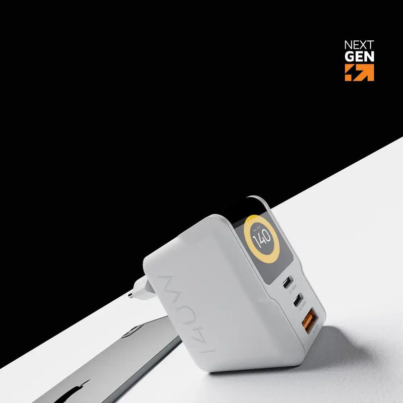 NextGen 140W Laptop Snellader - 3 poorten (2x USB-C PD + USB-A) - Dusk White - Xtorm NL