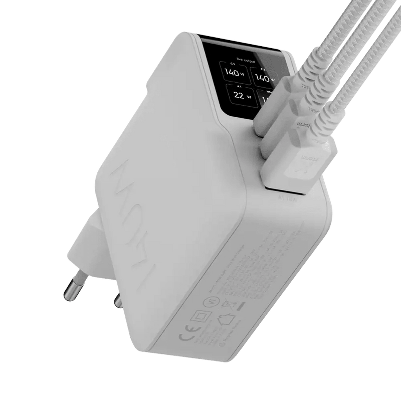 NextGen 140W Laptop Snellader - 3 poorten (2x USB-C PD + USB-A) - Dusk White - Xtorm NL