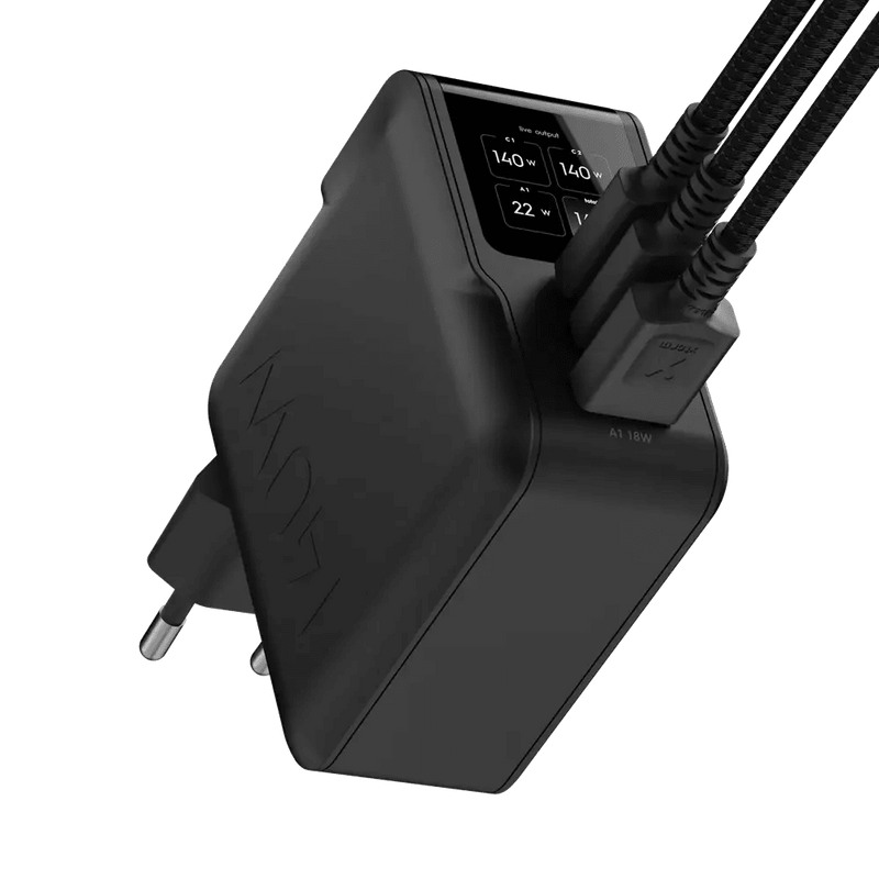 NextGen 140W Laptop Snellader - 3 poorten (2x USB-C PD + USB-A) - Midnight Black - Xtorm NL