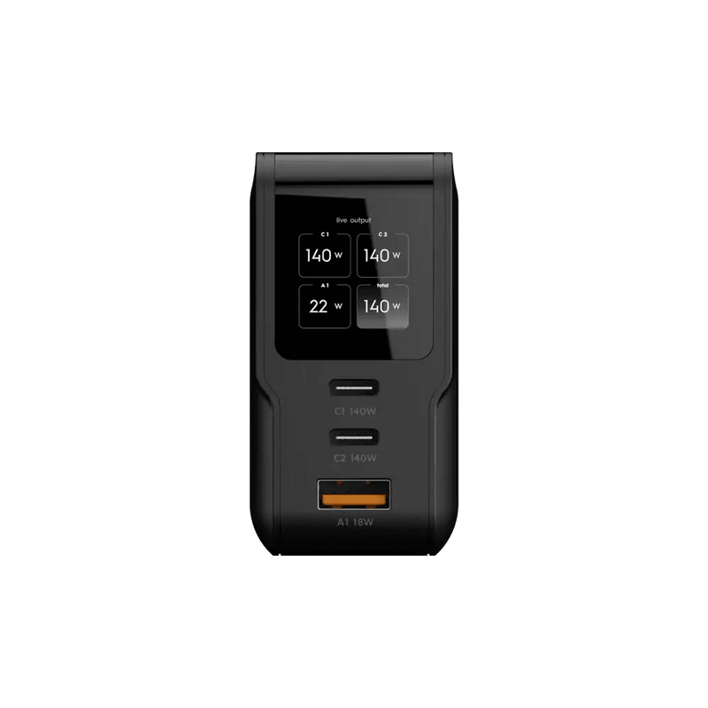 NextGen 140W Laptop Snellader - 3 poorten (2x USB-C PD + USB-A) - Midnight Black - Xtorm NL