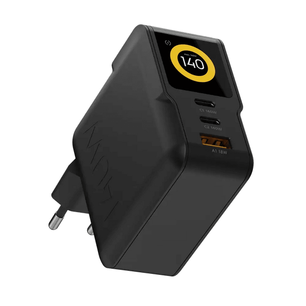 NextGen 140W Laptop Snellader - 3 poorten (2x USB-C PD + USB-A) - Midnight Black - Xtorm NL