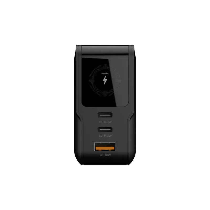 NextGen 140W Laptop Snellader - 3 poorten (2x USB-C PD + USB-A) - Midnight Black - Xtorm NL