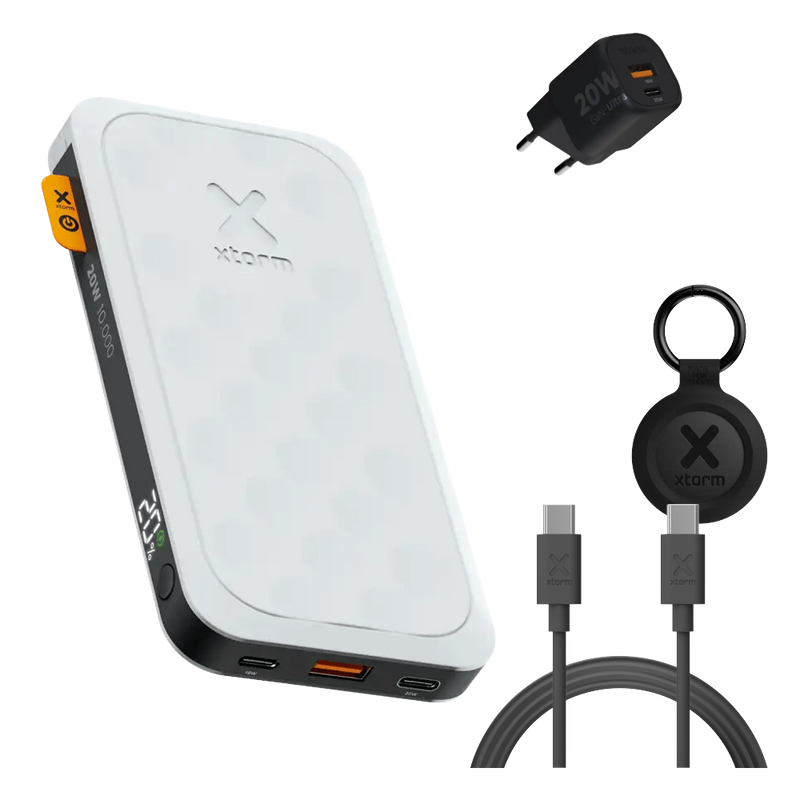 FS5 Reis Bundel 10.000 mAh Dusk White met snellader, kabel en TravelTag