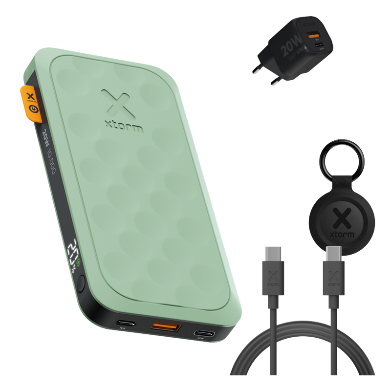 FS5 Reis Bundel 10.000 mAh Sage Green met snellader, kabel en TravelTag