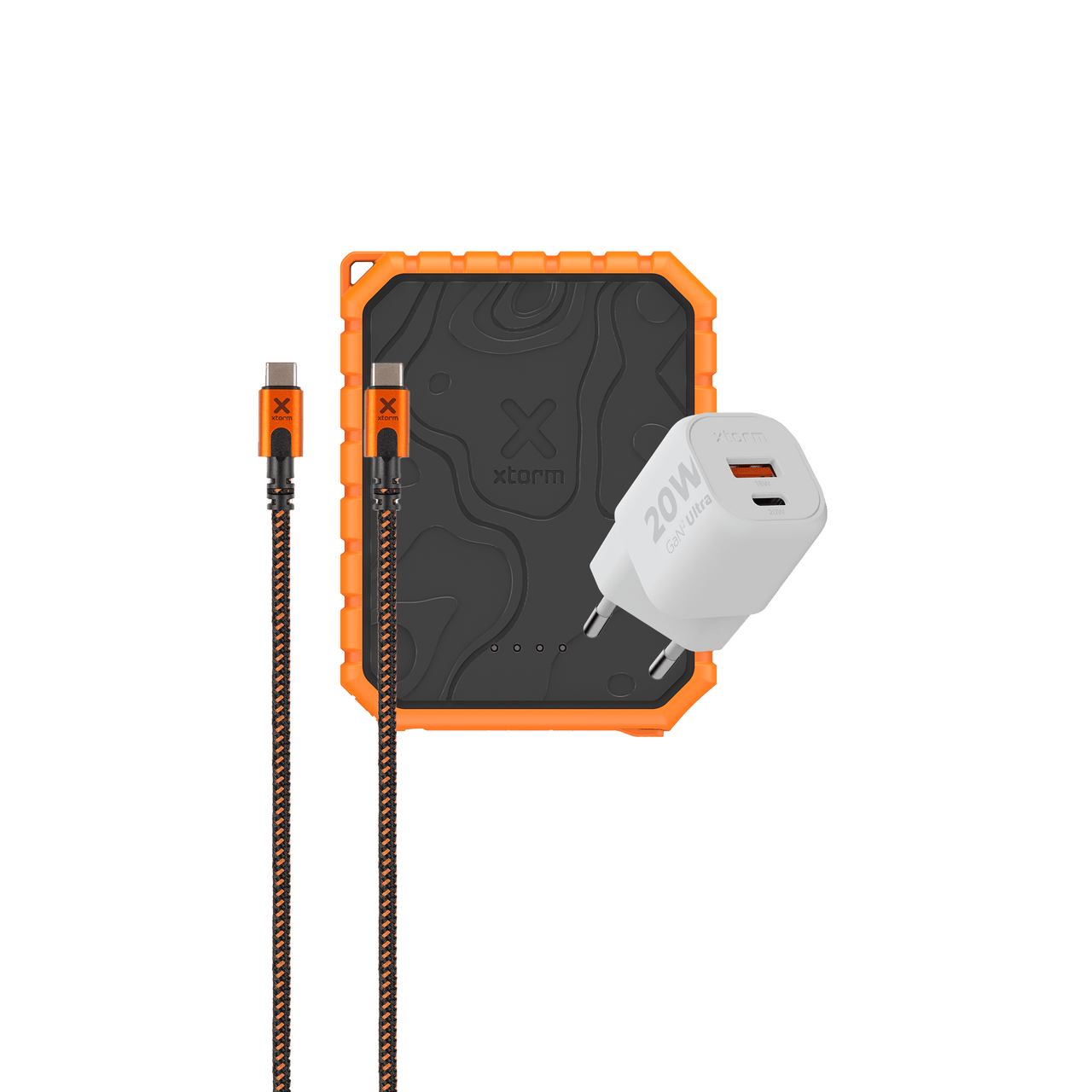 Rugged Powerbank 10.000 mAh+ Rugged USB-C PD 100W Kabel + 20W Snellader Bundel - Xtorm NL