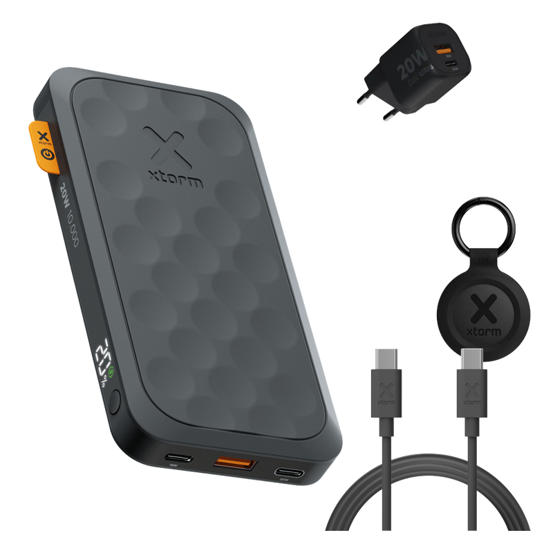 FS5 Reis Bundel 10.000 mAh Midnight Black met snellader, kabel en TravelTag
