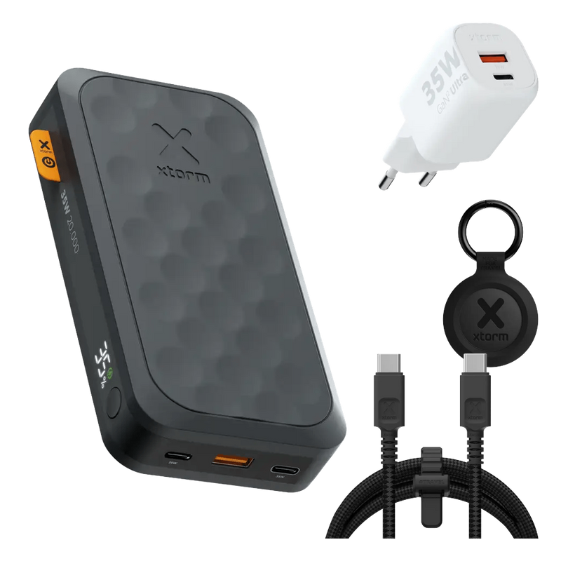 FS5 Reis Bundel 20.000 mAh Midnight Black met snellader, kabel en TravelTag