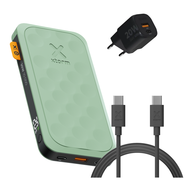 FS5 Snellaad Bundel 10.000 mAh Sage Green met snellader en kabel